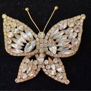 Dazzling Clear Rhinestone Butterfly Brooch